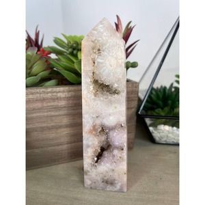 Pink Amethyst Druzy Tower Crystal Stone